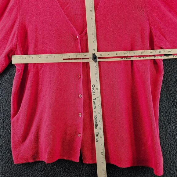 Designers Original Womens Sweater Red Size 1X 100% Cotton Button Down Long - Picture 3 of 16